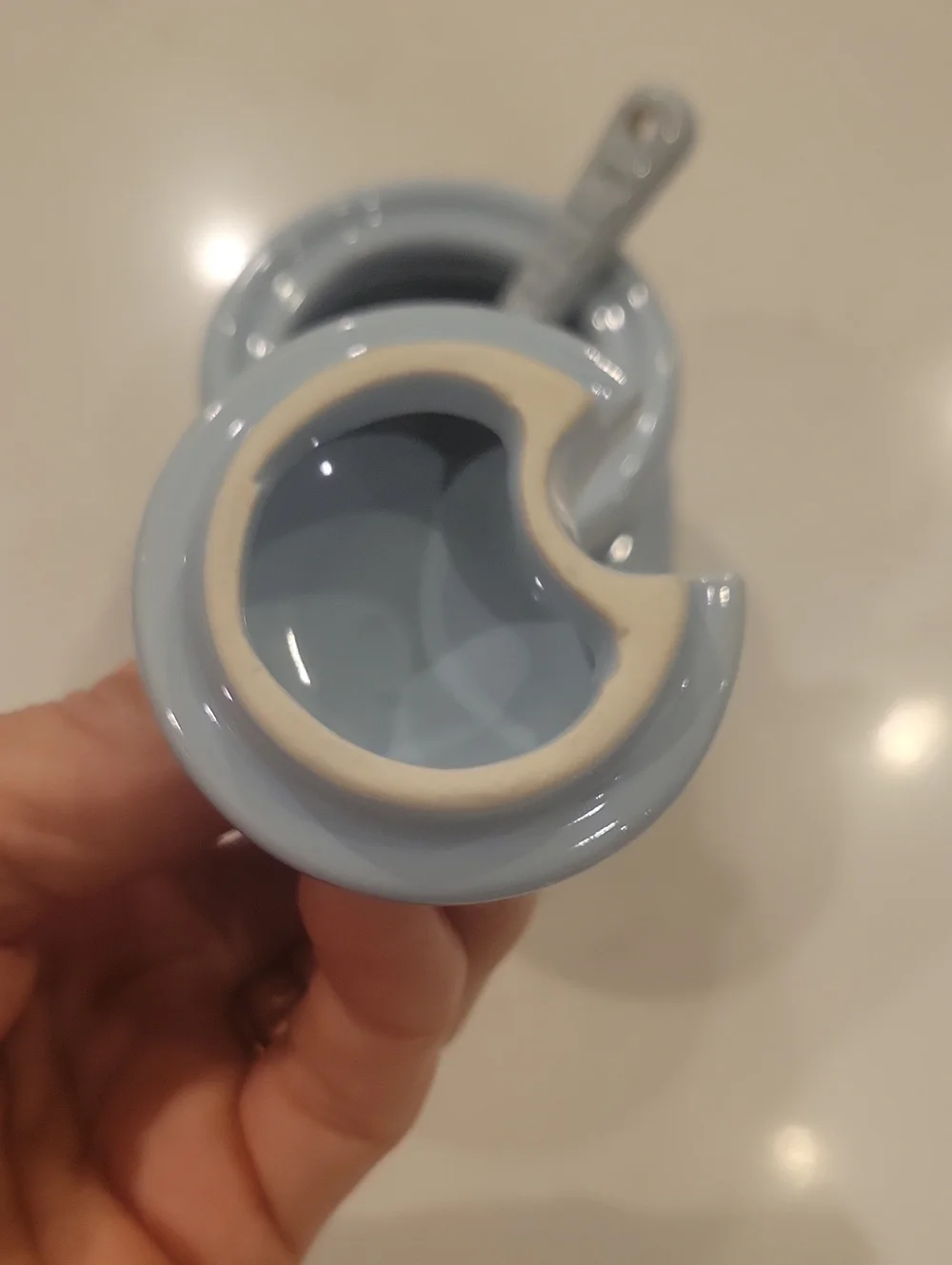 New Le Creuset Powder Blue Spice Jar With Mini Cafe Spoon